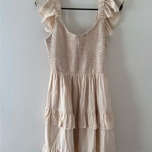 Amazon Cream Ruffle Mini Dress